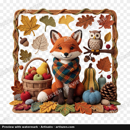 Knit Fox & Owl Harvest PNG preview