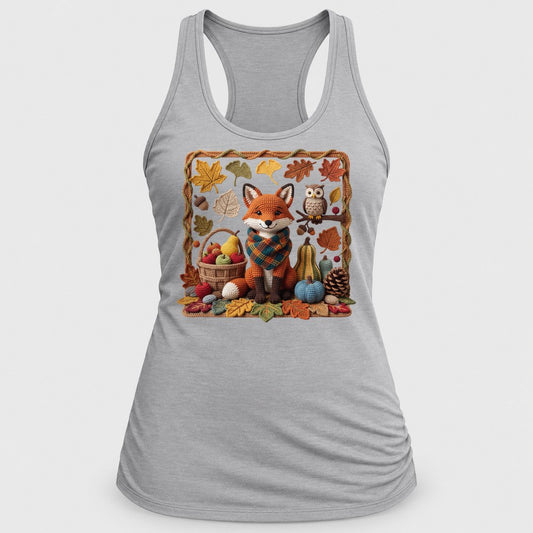 Knit Fox & Owl Harvest racerback tank in Silver