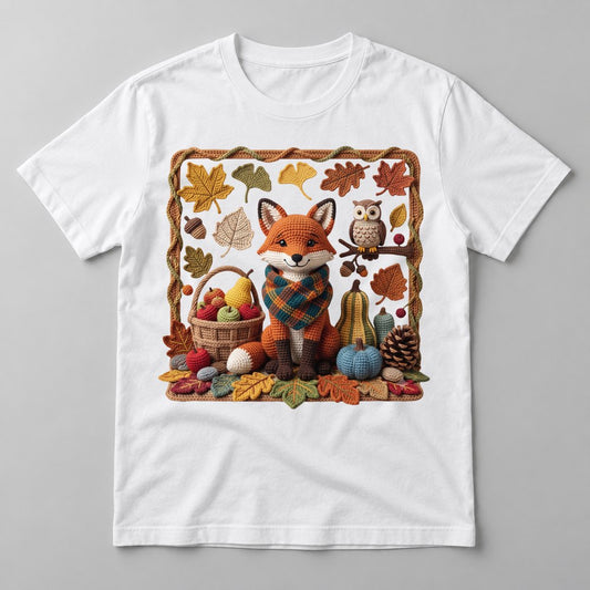 Knit Fox & Owl Harvest tee in White