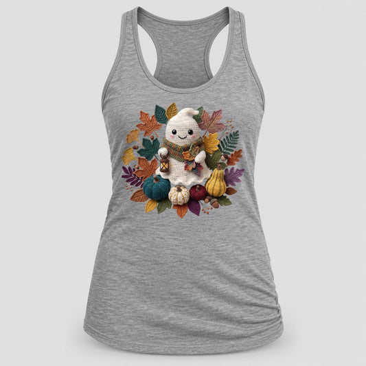 Knit Ghost Lantern racerback tank in Heather Grey