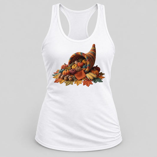 Knit Harvest Cornucopia racerback tank in White