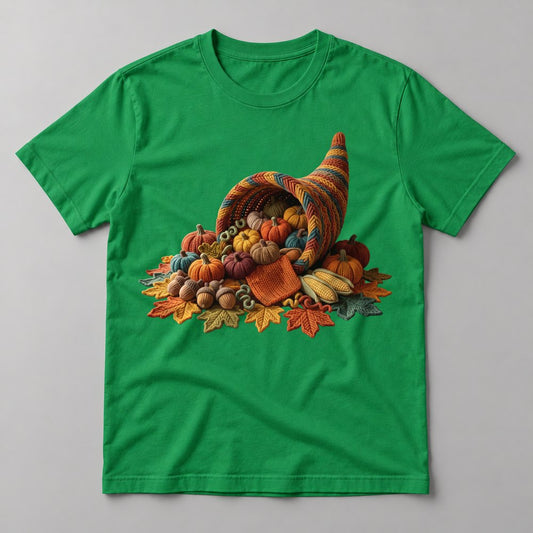 Knit Harvest Cornucopia tee in Kelly Green