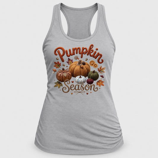 Knit Pumpkin Season racerback tank in Silver
