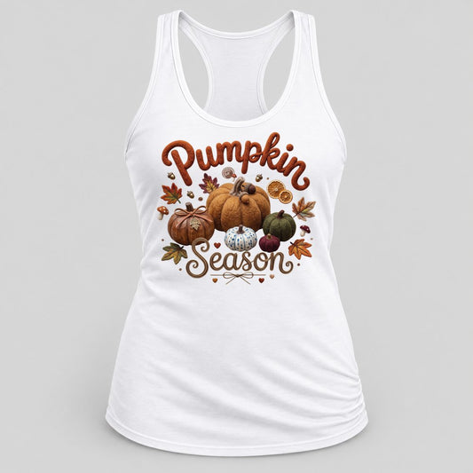 Knit Pumpkin Season racerback tank in White