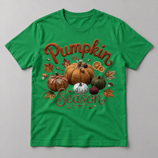 Knit Pumpkin Season tee in Kelly Green