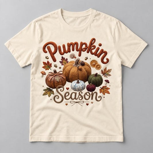 Knit Pumpkin Season tee in Natural