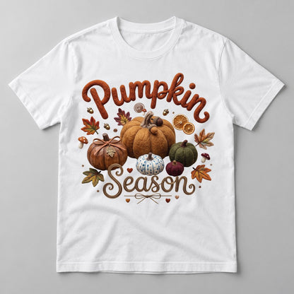 Knit Pumpkin Season tee in White