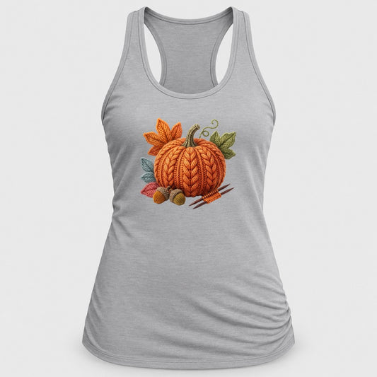 Knit Pumpkin racerback tank in Silver