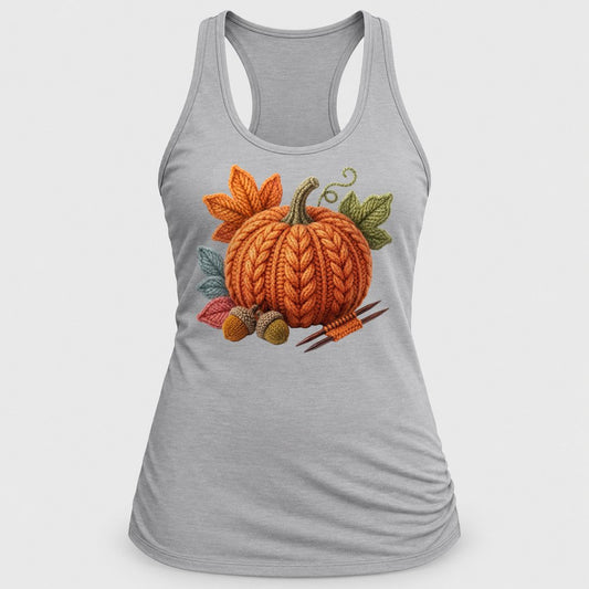 Knit Pumpkin racerback tank in Silver