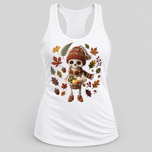 Knit Skeleton Harvest racerback tank in White