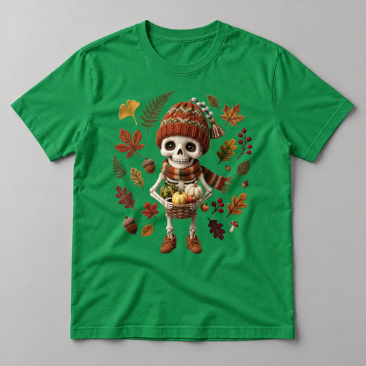 Knit Skeleton Harvest tee in Kelly Green