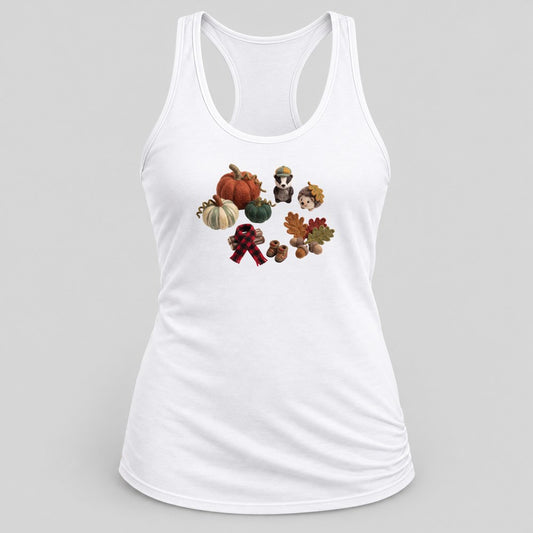 Knit Woodland Friends racerback tank in White