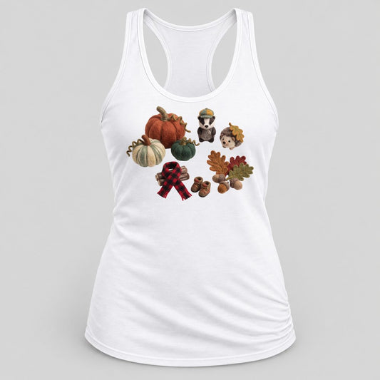 Knit Woodland Friends racerback tank in White