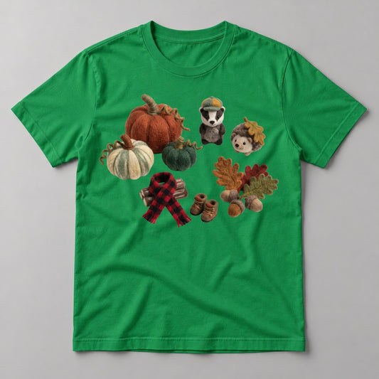 Knit Woodland Friends tee in Kelly Green