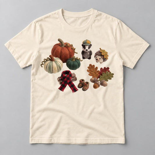 Knit Woodland Friends tee in Natural
