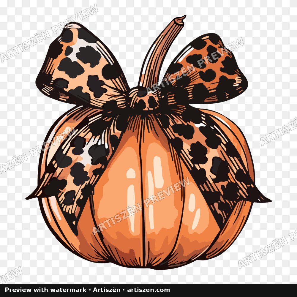 Leopard Bow Pumpkin PNG preview