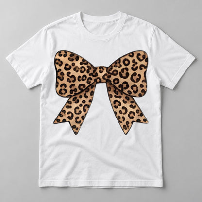 Leopard Coquette Bow tee in White