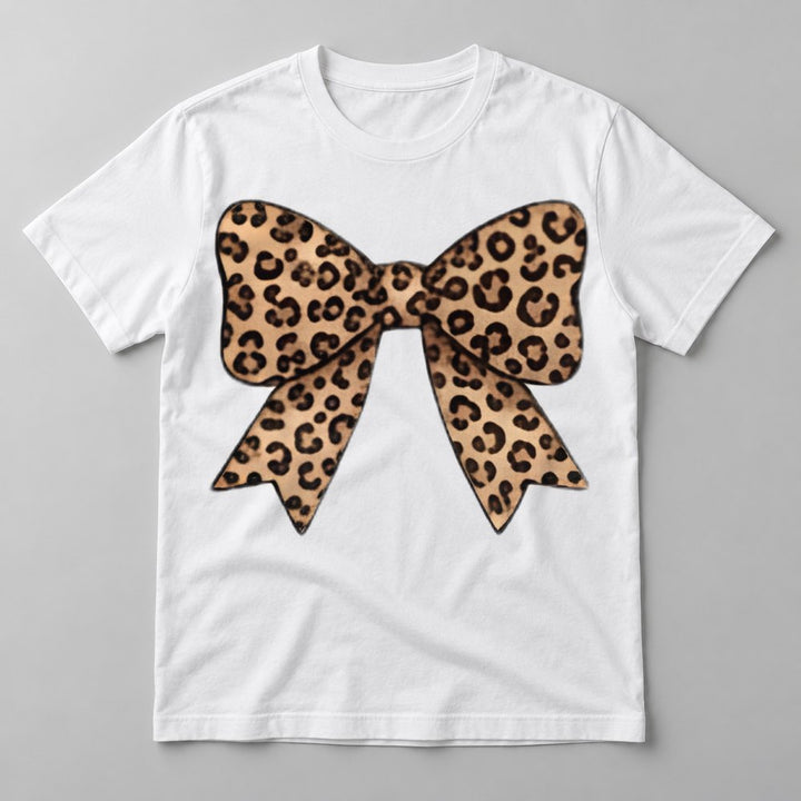 Leopard Coquette Bow tee in White