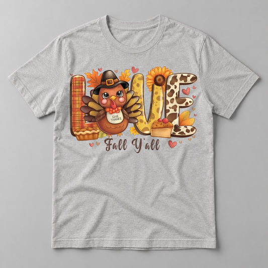 Love Fall Y'all tee in Athletic Heather