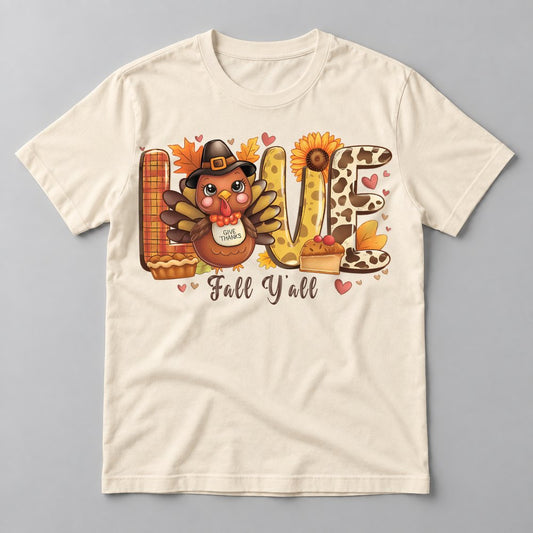Love Fall Y'all tee in Natural