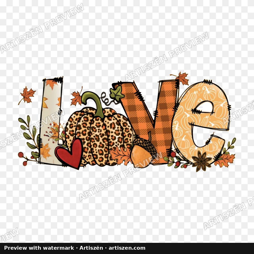 Love Patchwork Pumpkin PNG preview