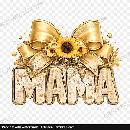 Mama Sunflower Bow PNG preview