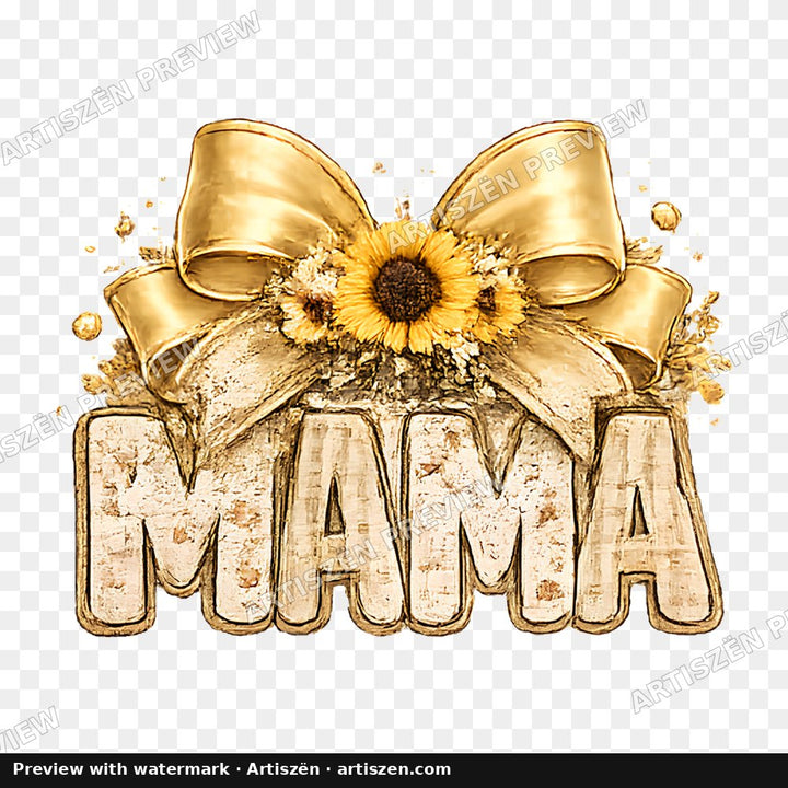 Mama Sunflower Bow PNG preview