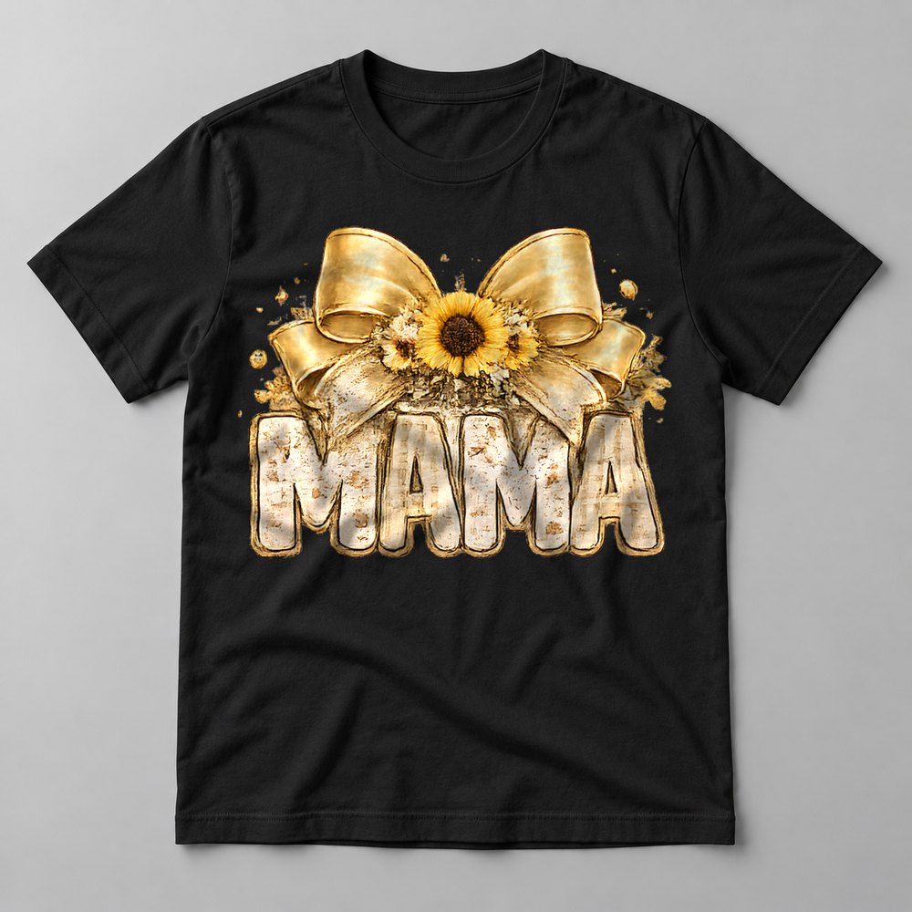 Mama Sunflower Bow tee in Black