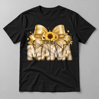 Mama Sunflower Bow tee in Black