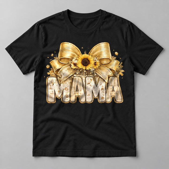 Mama Sunflower Bow tee in Black