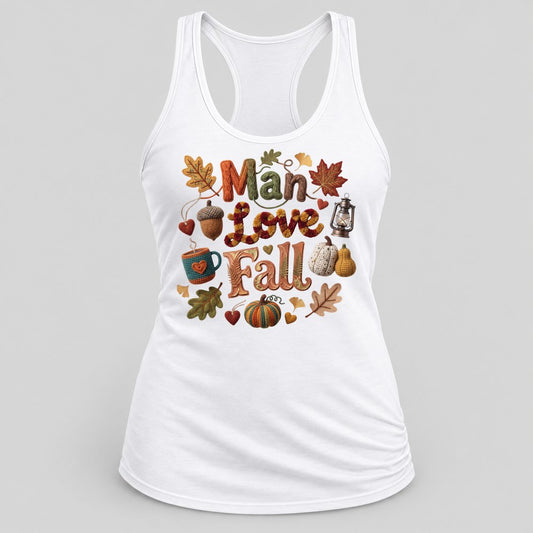 Man I Love Fall Knit racerback tank in White