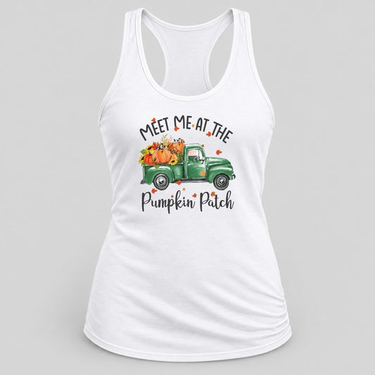 Meet Me at the Pumpkin Patch racerback tank in White