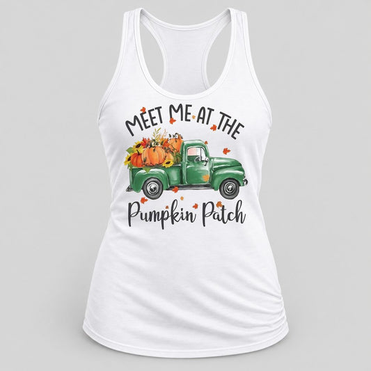 Meet Me at the Pumpkin Patch racerback tank in White