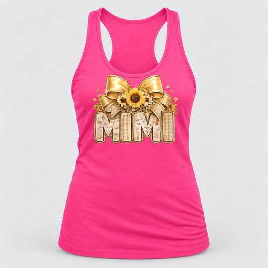 Mimi Sunflower Bow racerback tank in Hot Pink