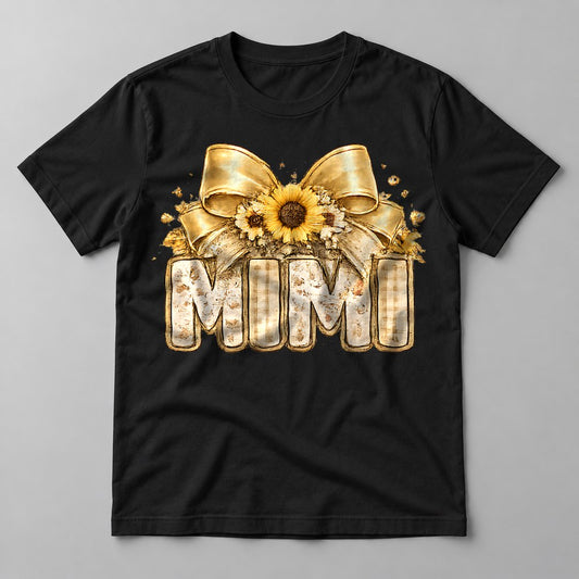 Mimi Sunflower Bow tee in Black