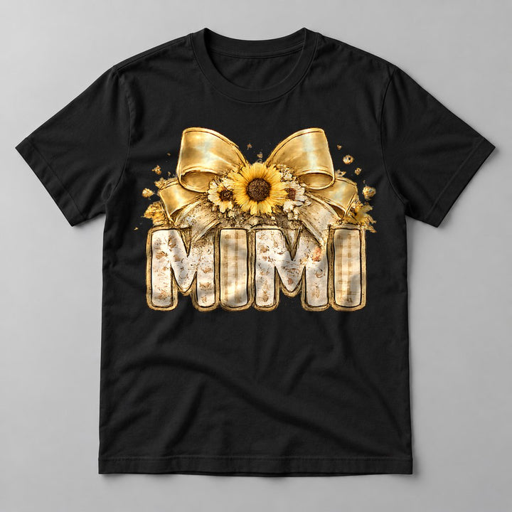 Mimi Sunflower Bow tee in Black