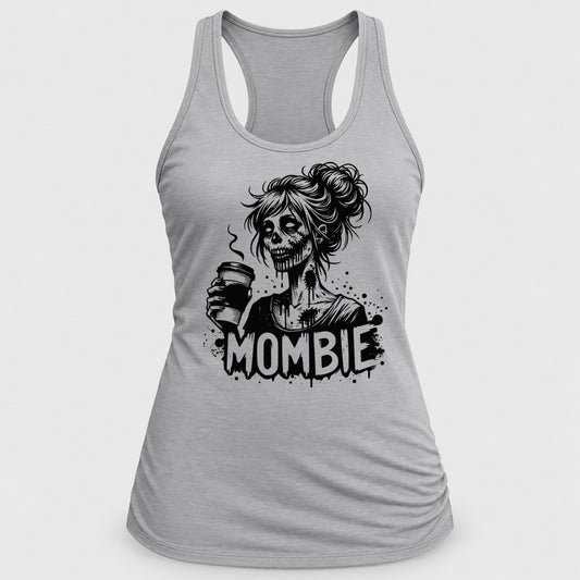 Mombie racerback tank in Silver