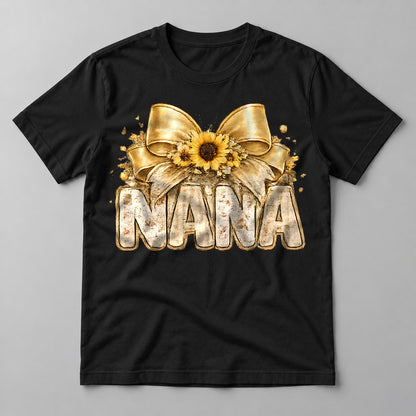 Nana Sunflower Bow tee in Black