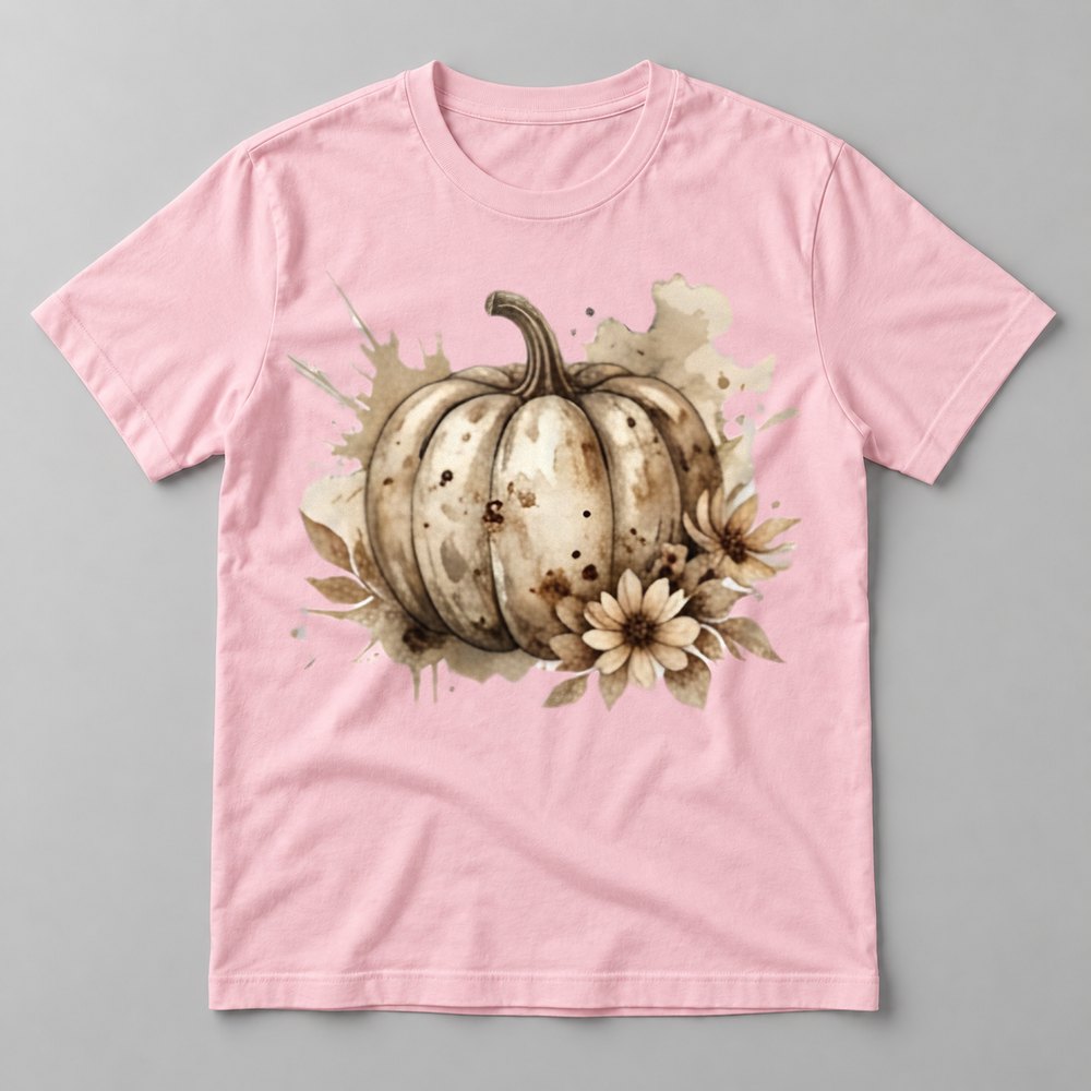Neutral Floral Pumpkin tee in Soft Pink