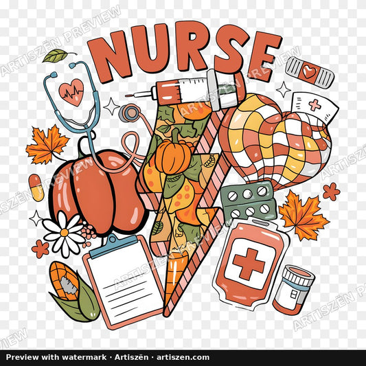 Nurse Fall Collage PNG preview