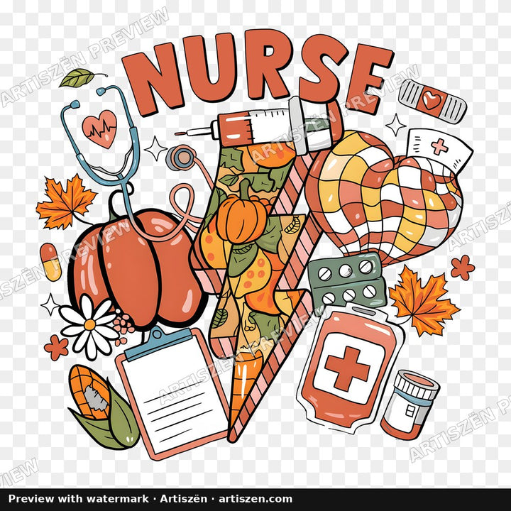 Nurse Fall Collage PNG preview