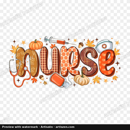 Nurse Fall Lettering PNG preview