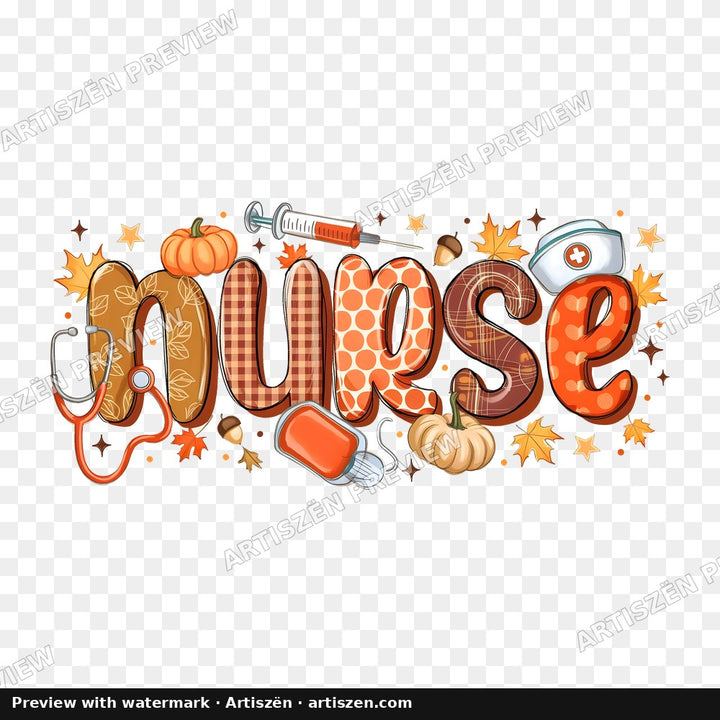 Nurse Fall Lettering PNG preview