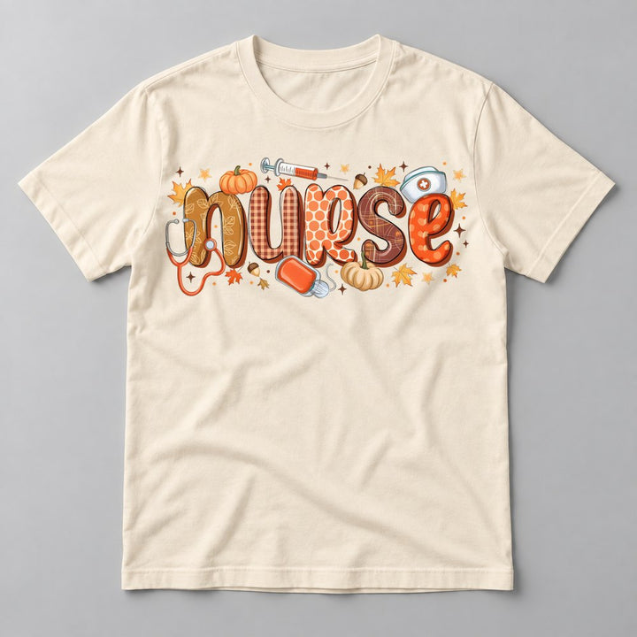 Nurse Fall Lettering tee in Natural