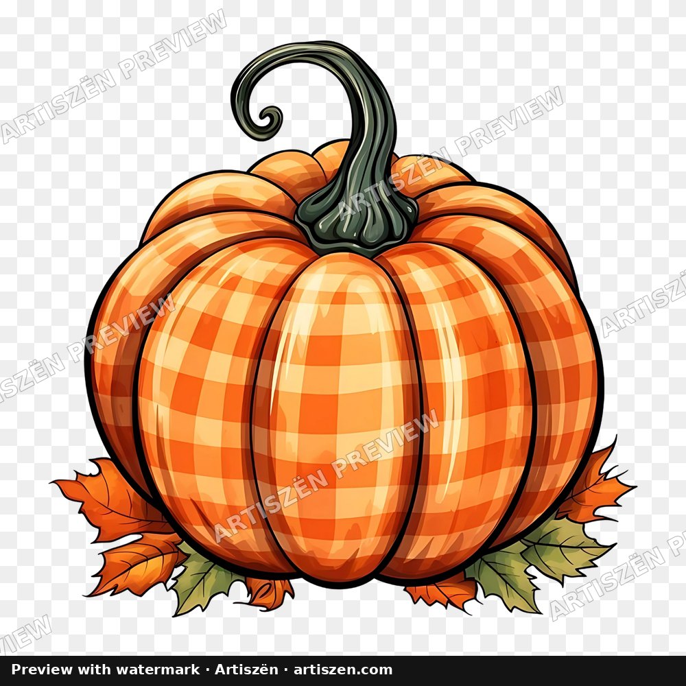 Orange Gingham Pumpkin PNG preview