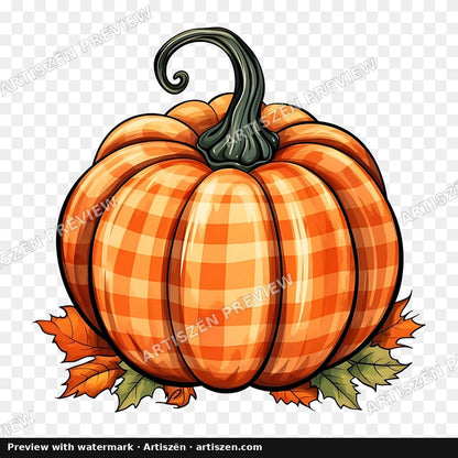 Orange Gingham Pumpkin PNG preview