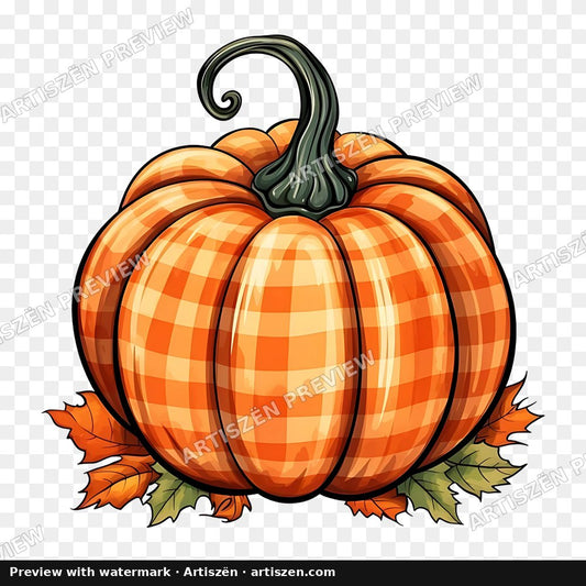 Orange Gingham Pumpkin PNG preview