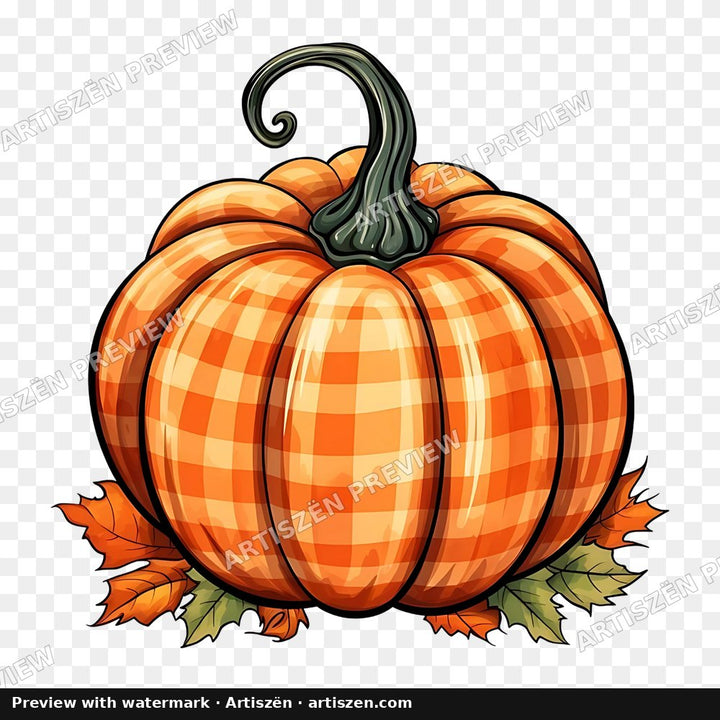 Orange Gingham Pumpkin PNG preview