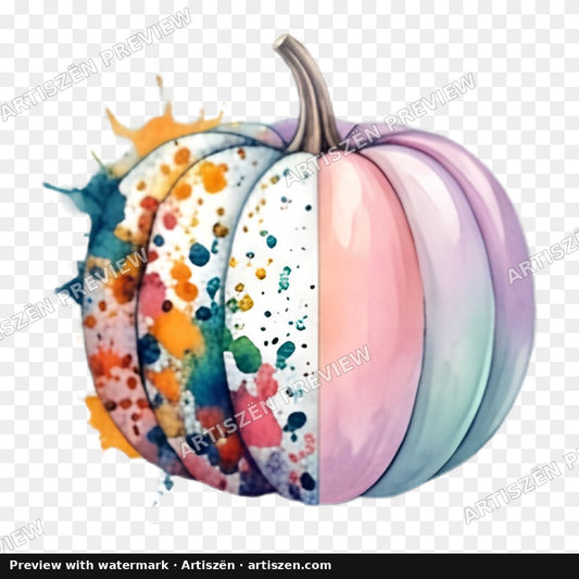 Paint Splatter Pastel Pumpkin PNG preview
