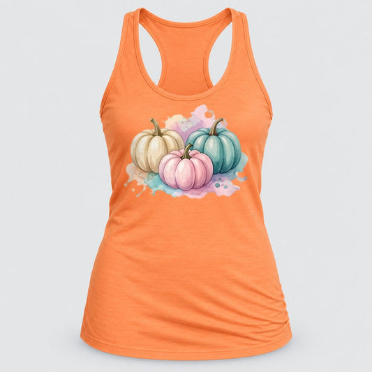 Pastel Pumpkin Trio racerback tank in Light Orange